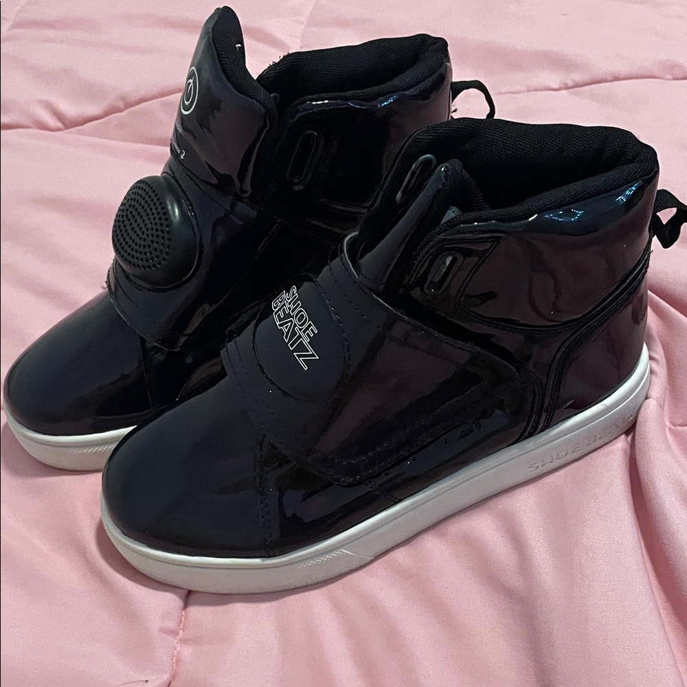 Black High-Top Sneakers with White Soles